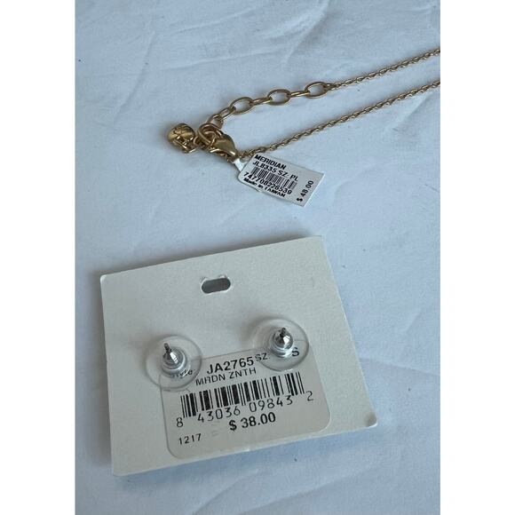 NWT Brighton Meridian Zenith Gold Swarovski Stones Necklace and Post Earrings - Picture 5 of 7